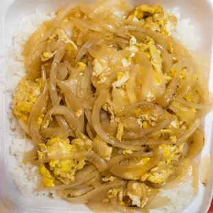 E9 Onion &amp; Eggs Rice Rice comes with stir fried onion and eggs
