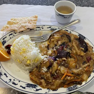 Lunch Special: Hot Spicy Eggplant (with pork) &amp; fried rice