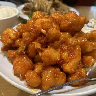 Orange peel chicken.