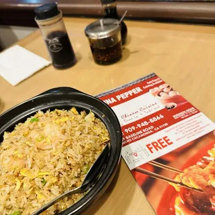 Fried rice with menu