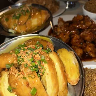 a variety of dishes on a table