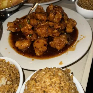 various dishes of food on a table