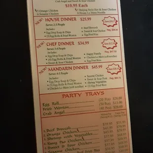 a menu for a chinese restaurant