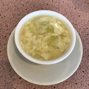 Simple egg drop soup with cabbage.