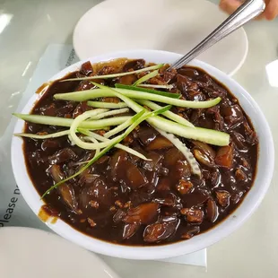Black bean noodles (jjajang-myeon).