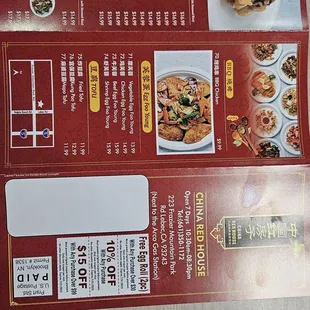 Back of menu.