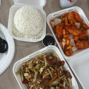 Mu Shu Pork &amp; Sweet and Sour Chicken