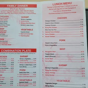 Menu as of 4/2023