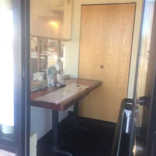 Set up for covid. One person at a time talk through the plexy glass. A++ from me for this!