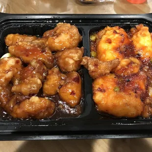 04/24/2021 - H5. Dragon and Phoenix $13.55 (1/2 General Tso's Chicken 1/2 hot &amp; spicy shrimp) chicken was dry &amp; more batter than shrimp. Meh