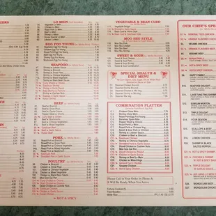 menu