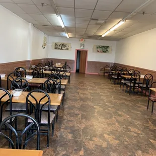 empty restaurant with tables and chairs
