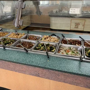 Buffet bar with wide selection of Chinese food