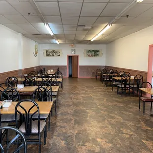 empty restaurant with tables and chairs