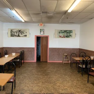 empty restaurant with tables and chairs
