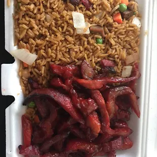 Boneless spare ribs with pork fried rice