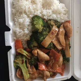 Chicken broccoli with garlic sauce / white rice