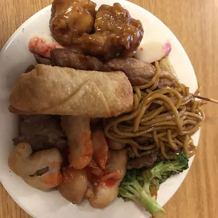 a plate of chinese food