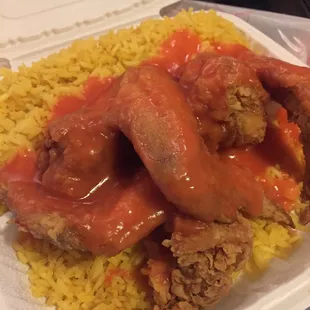 Chicken wings and mambo sauce