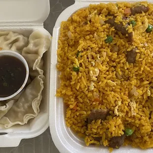 Beef Fried Rice + Steamed Dumplings