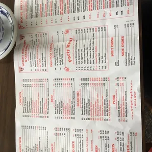 The menu
