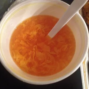 Egg flower soup..... Why is it red color???