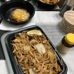 Pad Thai and chicken and vegetables