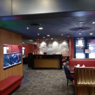 Front end with the group seating and fish tank