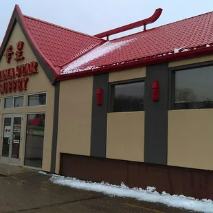 Outside the restaurant.