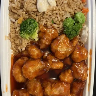 C7. General Tso&apos;s Chicken Combo Plate