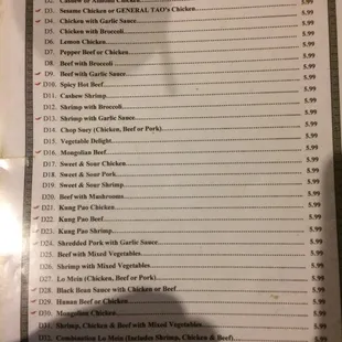 Dinner specials