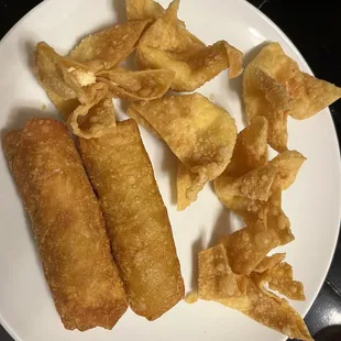 21. Egg Roll and 28. Crab Rangoon