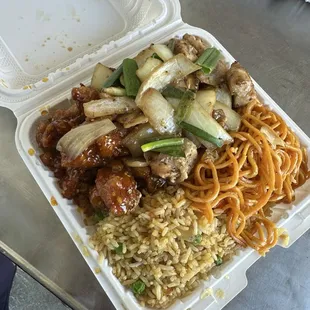 Mongolian Chicken, Sesame Chicken, Fried Rice, Chow Mein