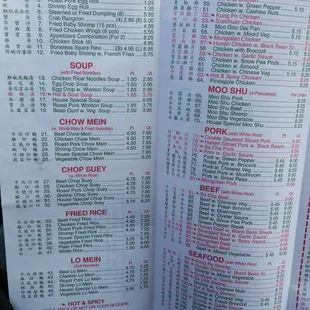 menu