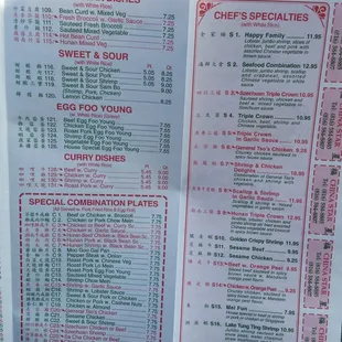 menu