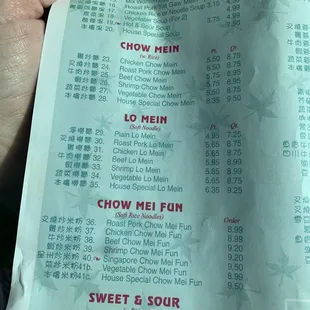 menu