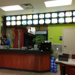 The counter at China Star. I was a little caught off guard by the little man sitting just behind and below the front counter.