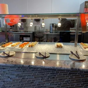 Sushi roll selections.