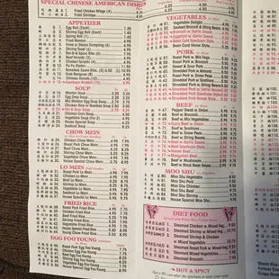 menu