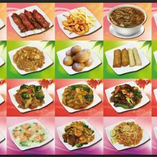 a variety of chinese food dishes