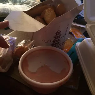 Free sweet and sour chicken with my $25 purchase. Good size, very good.