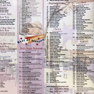 a menu for a restaurant