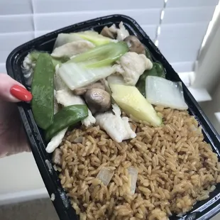 Moo Goo Gai Pan combo with Pork Fried Rice