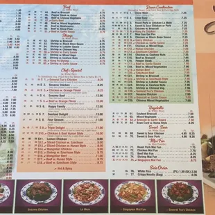 menu