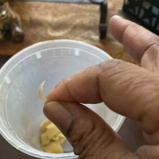 Finger nail in my Wonton soup