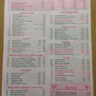 menu