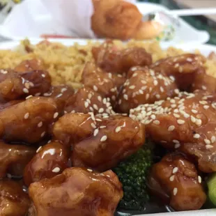 $5.55 sesame chicken lunch special. Average.