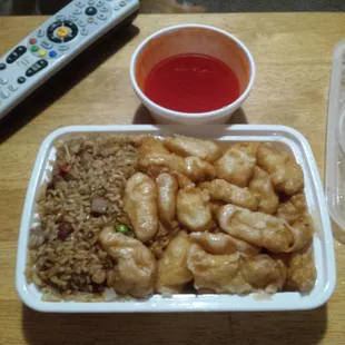 Sweet and sour chicken combo with pork fried rice.