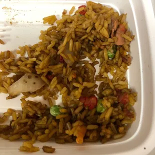 Dry pork fried rice.