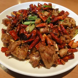 a plate of chinese food